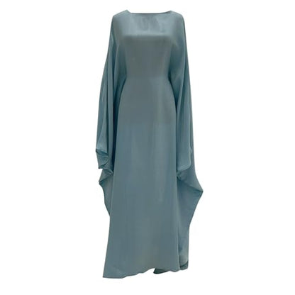 Muslim Dresses for Women One-Piece Prayer Dress Batting Long Robe Long Sleeve Maxi Kaftan Islamic Clothes Set - color: Light Blue, size: Small