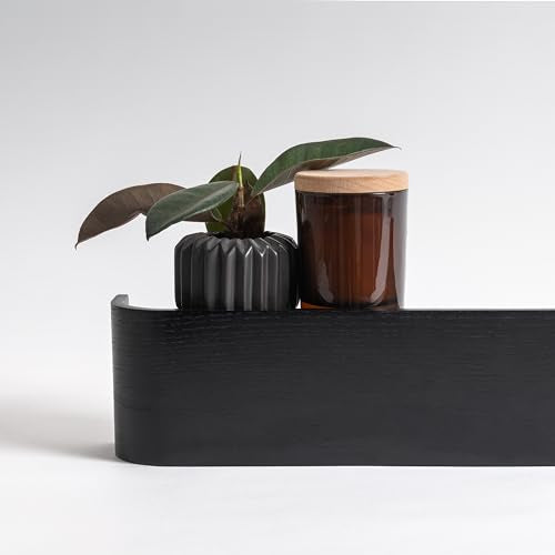 Kazai. Wall-Mounted Coat Rack 'Toke' - Modern Design Coat Rack with Hidden Wall Hooks - Solid Wood Veneer Panel Coat Hanger - Oak, Black - color: Oak, Black, size: 8 Hooks