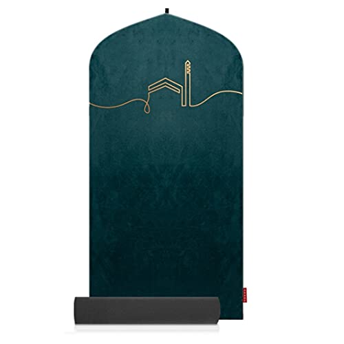 TAKVA EasiClean™ Indoor Prayer Mat | Kaaba Collection (ComfitPlus, Kaaba Emerald) Padded Memory Foam Prayer Rug, Muslim, Islamic Prayer Rugs - color: Kaaba Emerald