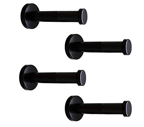 Classic Black Stainless Steel Heavy Duty Wall Mount Hooks, Bath Towel Hooks, Coat Hanger, Handbag Hooks, 4 in Pack (4")