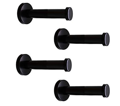 Classic Black Stainless Steel Heavy Duty Wall Mount Hooks, Bath Towel Hooks, Coat Hanger, Handbag Hooks, 4 in Pack (4")