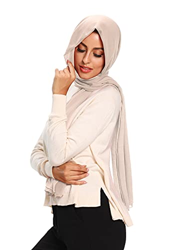 Jersey Hijab Scarfs for Women Head Scarf Muslim Head Wraps - color: Beige