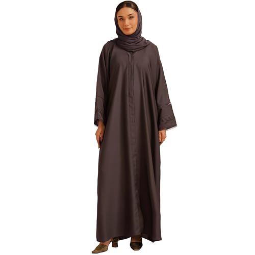 Abaya Dress for Women, Fully Button Up Muslim Abaya in Premium Nida Fabric – Long Sleeve Modest Islamic Maxi Dress - color: Lavender, size: XX-Large