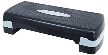 Fitvids Aerobic Step Platform Trainer with Adjustable 2-Level Risers, 400 Pound Weight Capacity – Non-Slip Exercise Stepper - color: Black/Gray