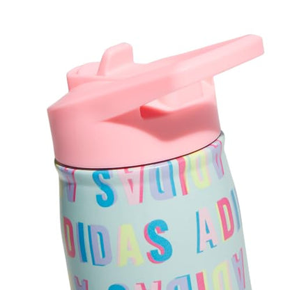 adidas Stainless Steel Metal Water Bottle 20 oz (600 mL) Straw Lid - color: Hall Pass Semi Flash Aqua/Pink Spark/White