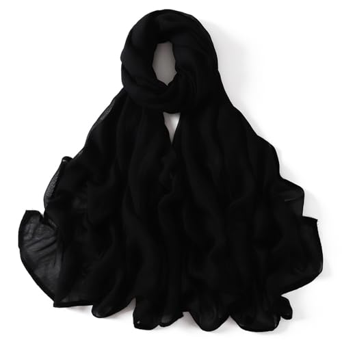 Viscose Hijab Scarf for Women Muslim Cotton Jersey Hijab Fashion Long Scarf Shawls - color: Black