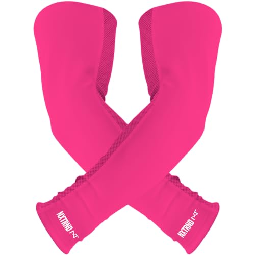 1 Pair Nxtrnd Compression Arm Sleeves for Men, Breathable Football, Basketball, Baseball Accessory, Adult & Kids - color: Pink, size: Medium