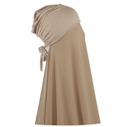 Instant Chiffon Hijab with Tie Back Under Cap Solid Color Soft Chiffon Scarf With Hijab Inner Caps For Muslim Women - color: Moon Light