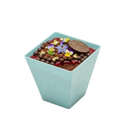 Restaurantware 2 oz Square Blue Plastic Baby Mini Kova Cup, 100 Pack - color: Baby Blue, size: 2 oz