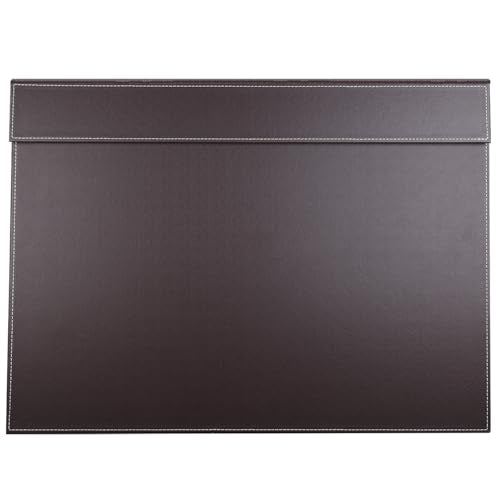 Ultra-Smooth PU Leather Desk Pad & Mat Office Desk Drawing & Writing Board A3/ A4 File Paper Clip Table Protector Mat on Top Large 24''x18'' (Brown) - color: Brown-a006