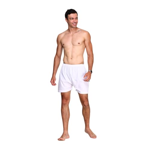 JIAHG Muslim Arab Men’s Thobe Underwear White Shorts for Middle East Islamic Dubai Prayers Loose Pajama Shorts - size: XX-Large