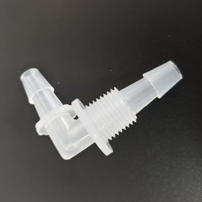 1/4'' L-Type Bulkhead Plastic Hose Barb Fittings 1/4G Male Threaded for Aquarium Fuel Gas Liquid Air PP Pack of 25 (Bulkhead Fitting and Nut)