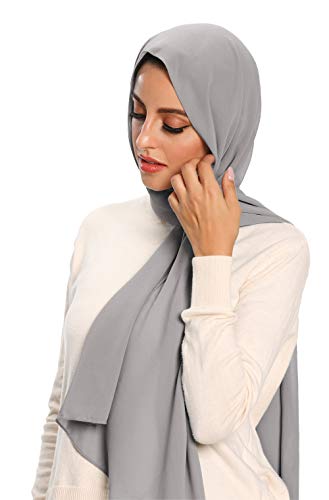Txameru Hijab for Women Chiffon Hijab Scarfs for Women Long Shawl - color: Light Grey
