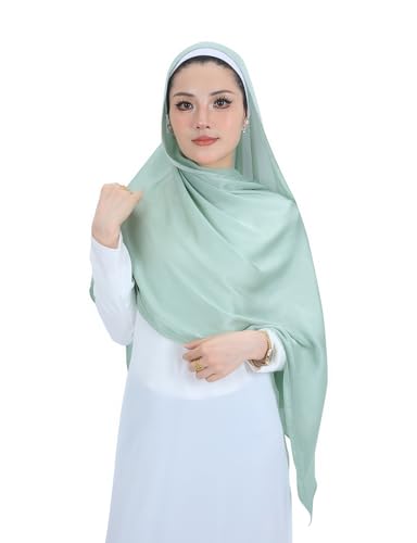 Luxury Silky Satin Hijab for Women, Shimmer Crinkle Muslim Head Scarf, Graceful Feminine Charm - color: White