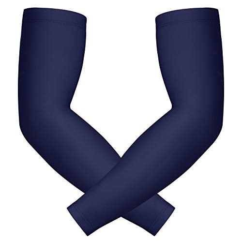 HDE Compression Arm Sleeves for Adults UV Sun Protection for Sports 1 Pair - color: Navy Blue, size: Small