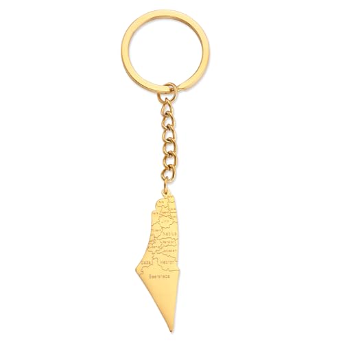 Palestine Keychain Palestine Map Country Flag Print Keyring Bring Them Home Now Patriotic Jewelry Judaica Gift Women - color: Map Gold