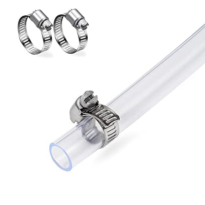 DAVCO 1" ID - 10 ft Clear Vinyl Tubing with 2 Stainless Clamps, Low Pressure Flexible PVC Tube, Heavy Duty UV Chemical Resistant Lightweight Plastic Vinyl Hose, BPA Free and Non Toxic - size: 1"ID, style: 10 Feet