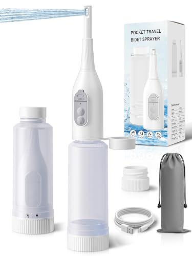 Portable Bidet for Travel – Electric Peri Bottle with Dual Spray Modes, 360° Nozzle, Water Bottle Adapter, USB Rechargeable, Waterproof, Travel Bidet for Postpartum & Personal Hygiene (White) - color: White