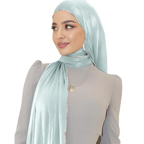 Shimmer Party Hijab, Lightweight Stylish Hijab Scarf for Women - color: Mint Green