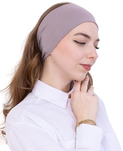 Prien Women Cotton Hijab Cap, Stretchy Head Cover, Pre-Sewn Inner Muslim Scarf Undercap, Non Slip Headband for Daily Wear - color: Light Mink