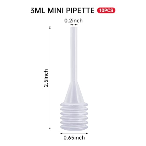 10Pcs 3ML Clear Plastic Transfer Pipettes Accordion Style Liquid Eye Dropper Squeeze Transfer Pipettes for Essential Oils Perfume Dispense Pipettes (10)