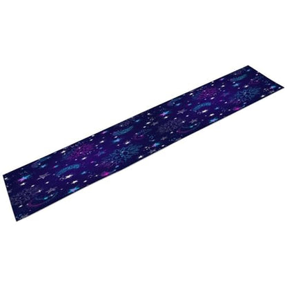 Sun Moon Table Runner,Fantasy Cartoon Colorful Bohemian Starry Sky Celestial Tarot Card Tabletop Restaurant Dining Kitchen Wedding Party 13x36 Inch - color: Moon Style-12, size: W13X L36