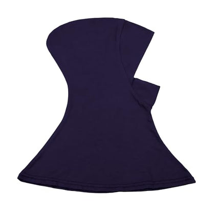 Solid Women Muslin Head Scarf Plain Under Scarf Turban Cap Flexible Viscose Neck Collar Bonnet Chic Wear For Gym Ramadan - color: Navy