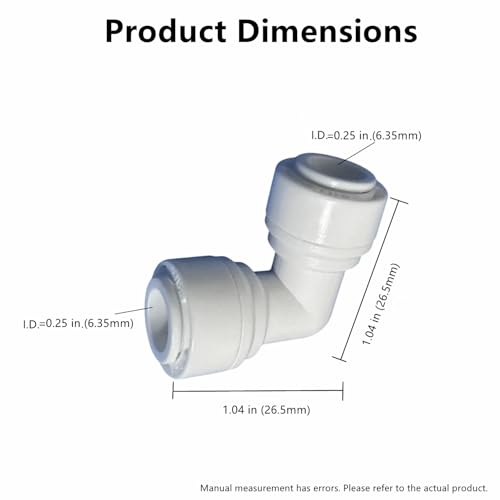1/4" RO Tubing 90-Degree Elbow Connector, Push-to-Connect Fittings for RO/DI Water Filter Systems & Aquariums (10 Pack) - style: 1/4" elbow connect(10)