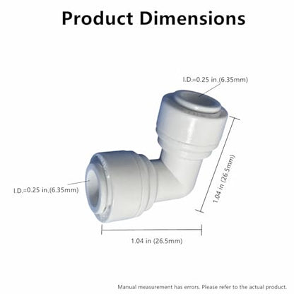 1/4" RO Tubing 90-Degree Elbow Connector, Push-to-Connect Fittings for RO/DI Water Filter Systems & Aquariums (10 Pack) - style: 1/4" elbow connect(10)