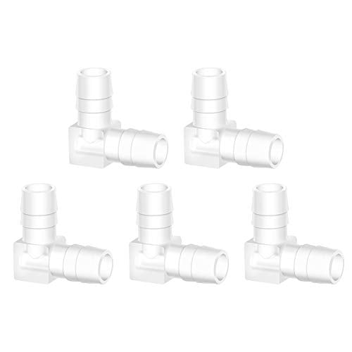 Quickun 5/32" Hose Barb 90 Degree Elbow L Fitting, Plastic 2 Way Equal Barbed Joint Splicer Mender Union Adapter Hose Fitting (Pack of 5) - size: 5/32" (5Pcs)