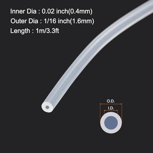 1m(3.3ft) 0.4mm(0.02") ID x 1.6mm(1/16") OD Silicone Tubing Clear Industrial Plastic Tubing Pure Silicone Hoses for Pump Siphoning Draining Irrigation Brewing - color: Clear, size: 0.02" x 1/16"