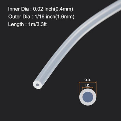 1m(3.3ft) 0.4mm(0.02") ID x 1.6mm(1/16") OD Silicone Tubing Clear Industrial Plastic Tubing Pure Silicone Hoses for Pump Siphoning Draining Irrigation Brewing - color: Clear, size: 0.02" x 1/16"