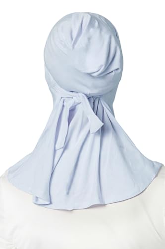 Lina & Lily Jersey Tie Back Hijab Underscarf with Neck Cover Full Coverage for Muslim Women - color: Baby Blue