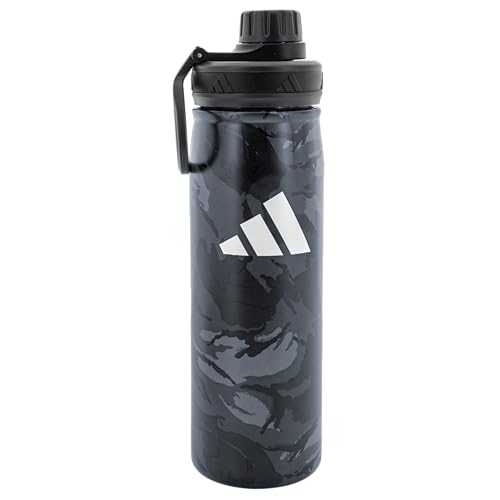 adidas Stainless Steel Metal Water Bottle 20 oz (600 mL) Screw Cap - color: Night Grey/Grey Four/Grey Six