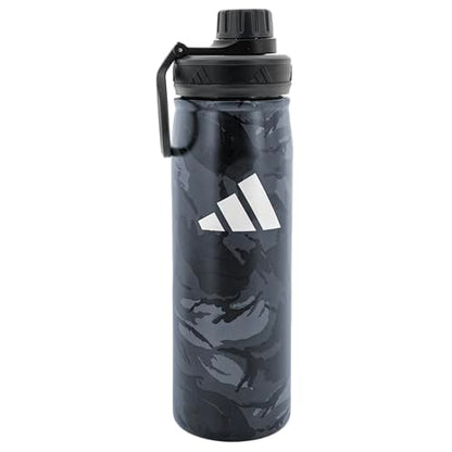 adidas Stainless Steel Metal Water Bottle 20 oz (600 mL) Screw Cap - color: Night Grey/Grey Four/Grey Six