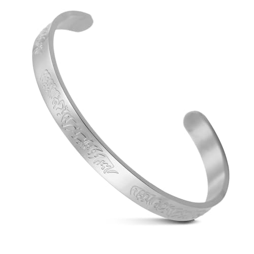 VASSAGO Islamic Gifts Ayatul Kursi Bracelet for Women Men Muslim Quran Allah Openable Bangles Ayatul Kursi Arabic Calligraphy Cuff Bracelet Islam Islamic Jewelry Eid Gifts - color: silver muslim bracelet