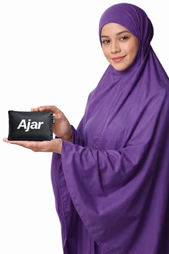 Ajar Portable Prayer Outfit for Muslim Women – Pocket Size Travel Prayer Dress, Islamic Prayer Clothes, Compact Abaya Dress - color: Purple