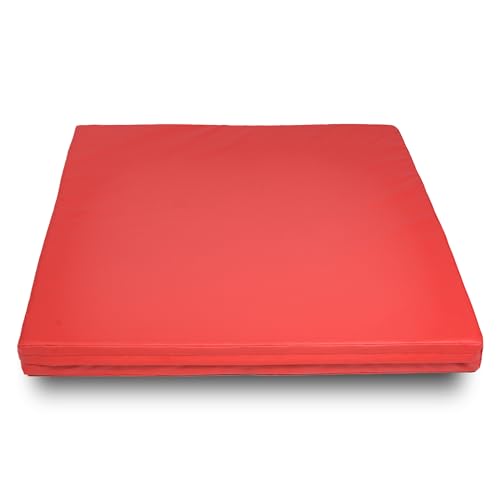 Foamma Gymnastics Mat - 4" x 4 ft x 4 ft, Red Landing Mat for Kids and Adults, Wrestling Mat with Waterproof Cover, High-Density Tumbling Mat, Gymnastics Equipment for Indoor and Outdoor - size: 4ft x 4ft, style: 4" Thickness