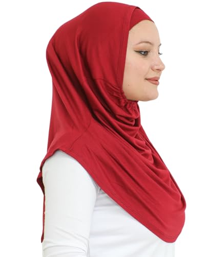 Prien Chic Ready To Wear Hijab For Women, Muslim Long Turban Undercap Set, Instant Scarf, Prayer Clothes For Girls, Abaya - color: Burgundy