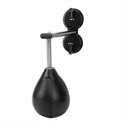Boxing Speed Ball, Suction Cup Sandbag Height Adjustable Boxing Reflex Ball Speed Ball, 360° Rotating Wall-Mounted Leather Boxing Ball, Suitable for Men,Children,Adults - color: Black