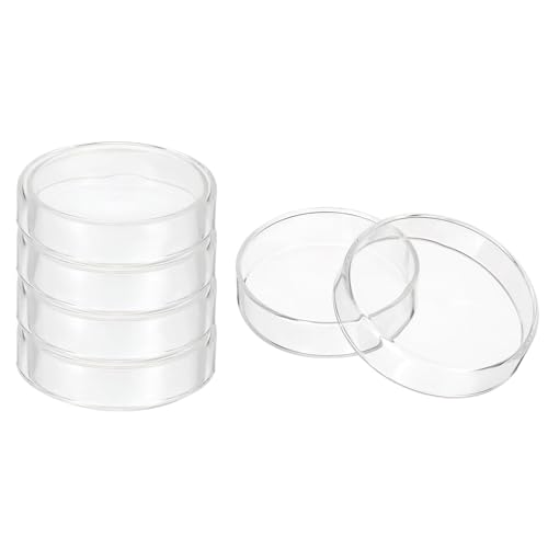 PATIKIL 75mm High Borosilicate Glass Petri Dishes with Lids, 5 Pcs Petri Plates for Lab Science Experiment, Clear - size: 75mm