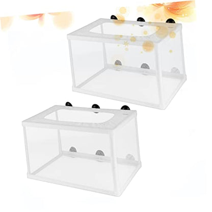 YARNOW 2pcs Big Fish Breeder Net for Aquarium Durable Incubator with Suction Cups for Fry Hatchery Increases Survival Rate Efficient Isolation for Fish Tank Use