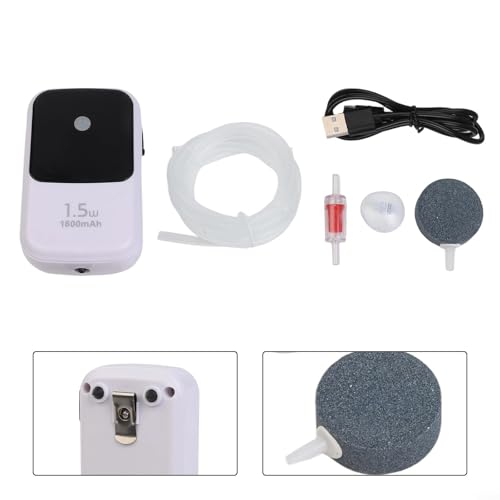 FABULETTA Rechargeable Aquarium Air Pump, Portable Fish Tank Oxygen Pump, Silent Battery Powered Aerator, Camping Fishing Bucket Air Pump, Low Noise Aquarium Bubbler