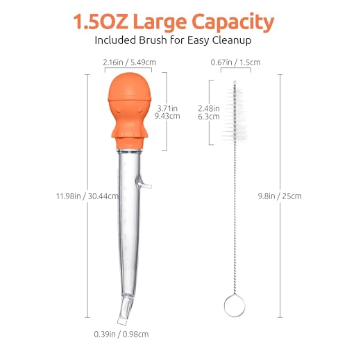 U-Taste 228.2℉ Heat Resistant 1.5 oz Angled Turkey Baster for Cooking Basting Meat (Orange), and 18/8 Stainless Steel Measuring Spoons Set of 9 for Dry and Liquid Ingredients
