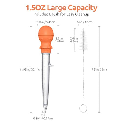 U-Taste 228.2℉ Heat Resistant 1.5 oz Angled Turkey Baster for Cooking Basting Meat (Orange), and 18/8 Stainless Steel Measuring Spoons Set of 9 for Dry and Liquid Ingredients