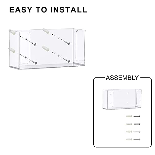 Abby Acrylic Glove Box Organizer, Wall-Mounted Dispenser, Floating Holder, Small Size (1 Box), 10.5" W x 5.0" H x 3.5" D (Mounting Hardware Included) - size: Small (for 1 Box)