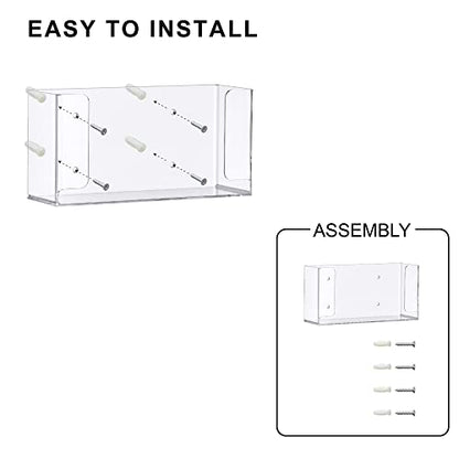 Abby Acrylic Glove Box Organizer, Wall-Mounted Dispenser, Floating Holder, Small Size (1 Box), 10.5" W x 5.0" H x 3.5" D (Mounting Hardware Included) - size: Small (for 1 Box)