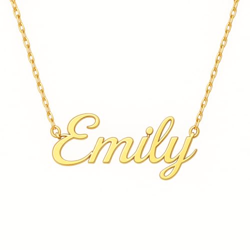 14K Solid Gold Custom Name Necklace, Personalized Script Nameplate Necklace