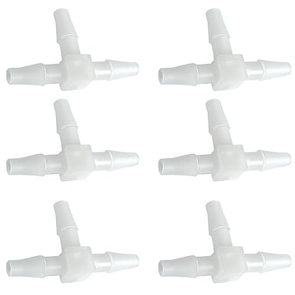 Plastic 1/4" ID Hose Barb Fittings, Equal Barbed Tee Pipe Connectors 3 Way Joint Splicer Mender Union Adapter for Boat Aquarium, Pack of 6 - size: 1/4 Inch