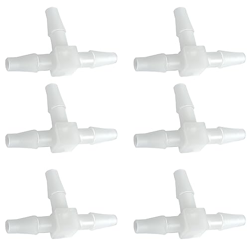 Plastic 1/4" ID Hose Barb Fittings, Equal Barbed Tee Pipe Connectors 3 Way Joint Splicer Mender Union Adapter for Boat Aquarium, Pack of 6 - size: 1/4 Inch
